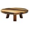 French Round Artisan Wooden Coffee Table, 1950s 1