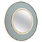 Italian Round Brass Mirror in Sage Green and Gold attributed to Cristal Art, 1970s, Image 1