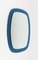 Mid-Century Oval Wall Mirror with Blue Frame from Cristal Art, Italy, 1960s 4