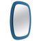 Mid-Century Oval Wall Mirror with Blue Frame from Cristal Art, Italy, 1960s, Image 1