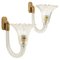 Mid-Century Murano Glass and Brass Sconces attributed to Barovier & Toso, Italy, 1950s, Set of 2 1