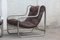 Sofa and Lounge Chairs in Leather and Curved Chromed Metal, 1970s, Set of 3 3