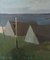 Coastal Retreat, Oil Painting, 1950s, Framed 12