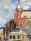 Mini paisaje del tranvía, pintura al óleo, años 50, enmarcado, Imagen 10