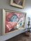 Peces y flores, pintura al óleo, años 50, enmarcado, Imagen 3