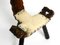 Mid-Century 3-Legged Stool with Backrest in Wood with Black-Brown Cowhide Seat, 1950s 6