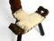 Mid-Century 3-Legged Stool with Backrest in Wood with Black-Brown Cowhide Seat, 1950s, Image 6