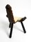 Mid-Century 3-Legged Stool with Backrest in Wood with Black-Brown Cowhide Seat, 1950s 19