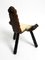 Mid-Century 3-Legged Stool with Backrest in Wood with Black-Brown Cowhide Seat, 1950s, Image 19