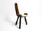 Mid-Century 3-Legged Stool with Backrest in Wood with Black-Brown Cowhide Seat, 1950s, Image 16