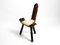 Mid-Century 3-Legged Stool with Backrest in Wood with Black-Brown Cowhide Seat, 1950s 3