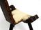 Mid-Century 3-Legged Stool with Backrest in Wood with Black-Brown Cowhide Seat, 1950s 7