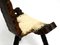 Taburete Mid-Century de tres patas con respaldo de madera con asiento de cuero de vaca en negro y marrón, años 50, Imagen 7