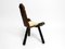 Mid-Century 3-Legged Stool with Backrest in Wood with Black-Brown Cowhide Seat, 1950s 17