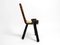 Mid-Century 3-Legged Stool with Backrest in Wood with Black-Brown Cowhide Seat, 1950s 4