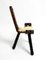 Mid-Century 3-Legged Stool with Backrest in Wood with Black-Brown Cowhide Seat, 1950s, Image 18