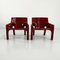 Burgundy Vicario Lounge Chairs by Vico Magistretti for Artemide, 1970s, Set of 2 1