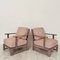 Set of German Art Deco Upholstered Oak Lounge Chairs, 1920s 5