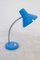 Lámpara de mesa de cuello de ganso azul de Szarvasi, años 70, Imagen 1