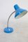 Lámpara de mesa de cuello de ganso azul de Szarvasi, años 70, Imagen 4