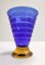 Vaso postmoderno in vetro di Murano blu e giallo di Cá dei Vetrai, Italia, anni '70, Immagine 1