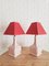 Lampes de Bureau Manises en Porcelaine Rose, 1960s, Set de 2 1