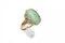 Gold Ring with Diamonds and Jade + Jade Earrings, 1960s, Set of 3, Image 4