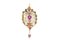 Art Nouveau Gold Pendant with Synthetic Rubies and Pearls, 1890s 4