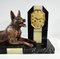 Art Deco Chimney Clock in Marble with Dog Figurine, 1930-1940s 5