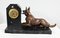 Art Deco Chimney Clock in Marble with Dog Figurine, 1930-1940s 10