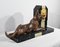 Art Deco Chimney Clock in Marble with Dog Figurine, 1930-1940s 3