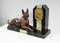 Art Deco Chimney Clock in Marble with Dog Figurine, 1930-1940s 2