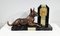 Art Deco Chimney Clock in Marble with Dog Figurine, 1930-1940s, Image 1