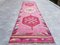 Vintage Turkish Oushak Pink Red Runner Rug, 1960s 2