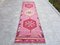 Vintage Turkish Oushak Pink Red Runner Rug, 1960s 1