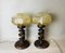 Mid-Century African Carved Wood and Amber Glass Table Lamps, 1970s, Set of 2 1