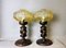 Mid-Century African Carved Wood and Amber Glass Table Lamps, 1970s, Set of 2 4