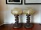 Mid-Century African Carved Wood and Amber Glass Table Lamps, 1970s, Set of 2 2