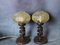 Mid-Century African Carved Wood and Amber Glass Table Lamps, 1970s, Set of 2 3