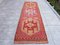 Oushak Red Pink Organic Runner Rug, 1960s 1