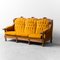 3-Seater Sofa in Yellow Velvet and Wood, 1950s 1