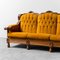 3-Seater Sofa in Yellow Velvet and Wood, 1950s, Image 2