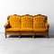 3-Seater Sofa in Yellow Velvet and Wood, 1950s 4