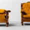 Yellow Velvet and Wood Lounge Chairs, 1950s, Set of 2, Image 4