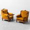 Yellow Velvet and Wood Lounge Chairs, 1950s, Set of 2, Image 1