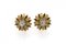 Gold Earrings with Diamonds, 1940s, Set of 2 1