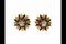 Gold Earrings with Diamonds, 1940s, Set of 2 2