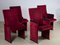 Vintage Red Velvet Cinema Armchairs by Carlo Scarpa, 1960s, Set of 4 1