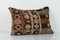 Funda de almohada hecha a mano de lana marrón tribal a rayas turcas, Imagen 3