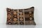 Funda de almohada hecha a mano de lana marrón tribal a rayas turcas, Imagen 1